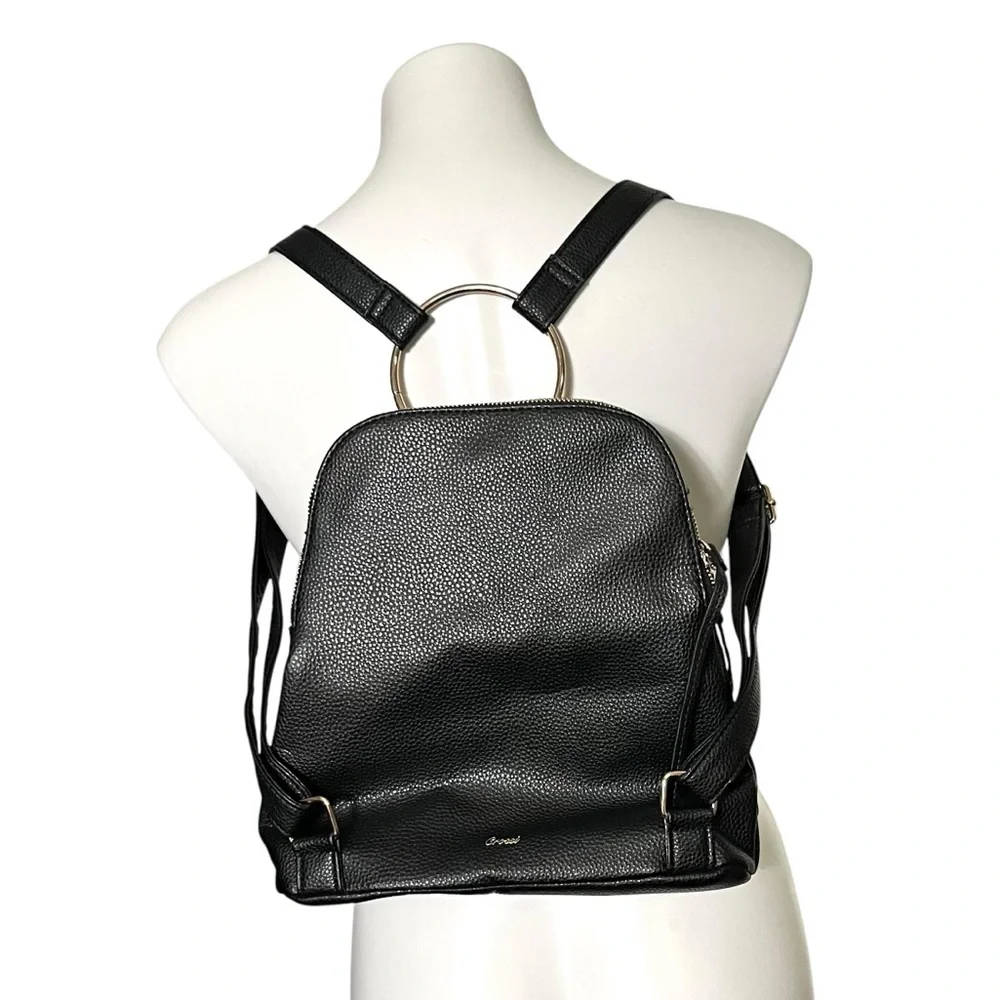 Crossi Jenna Black Vegan Leather Backpack with Leopard Bow